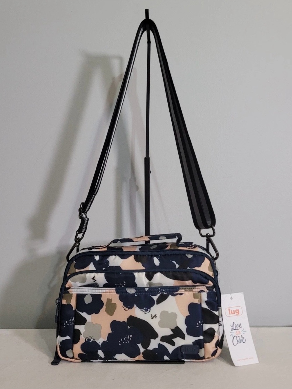Lug Scoop Satchel Crossbody Bag Floral Multi RFID Travel + Replacement Strap